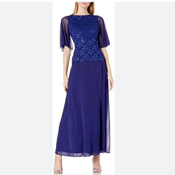 NWT Mother Of The Bride Dress Royal Blue Sz 4 - Picture 1 of 10